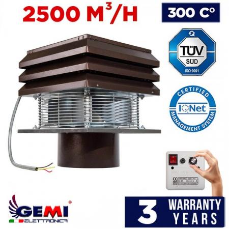 Ventilatoare Fum - Ventilator șemineu,  cos de fum rotund 2500 m³/h 300°C