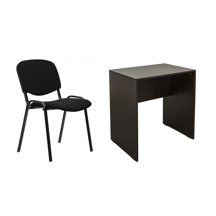 Set birou alma, sonoma inchis, 70x50x75 cm si scaun de birou felicia, negru, 47x43x84 cm