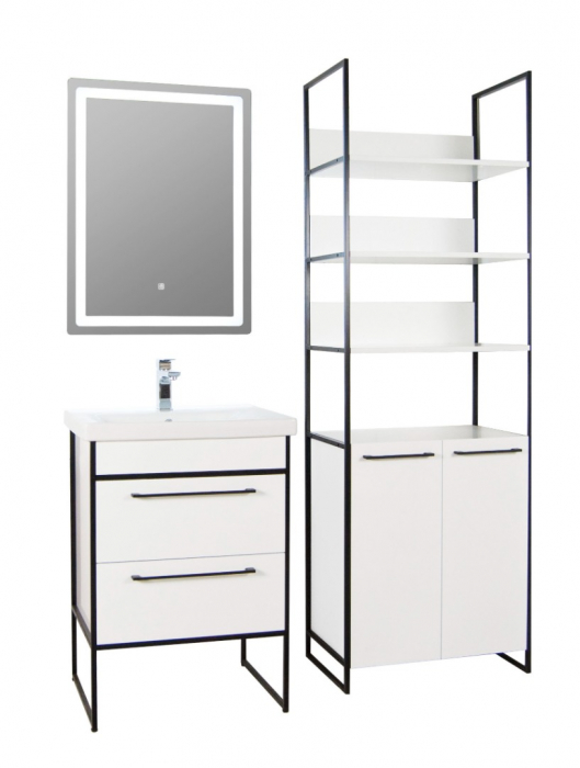 Set Baza front MDF si Lavoar seria 740, cadru metalic, 60 cm, alb [5]