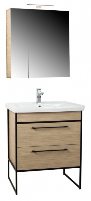 Set Baza front MDF si Lavoar seria 740, cadru metalic, 70 cm, fag [5]