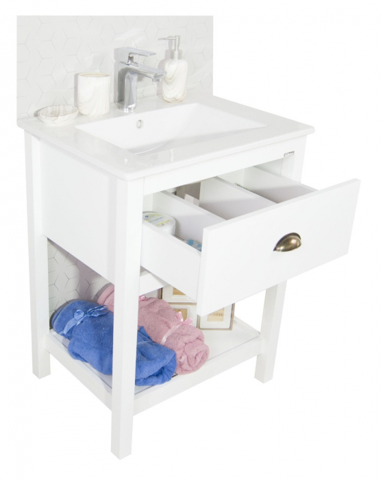 Set Baza front MDF si Lavoar, seria 020, 60 cm, alb [2]