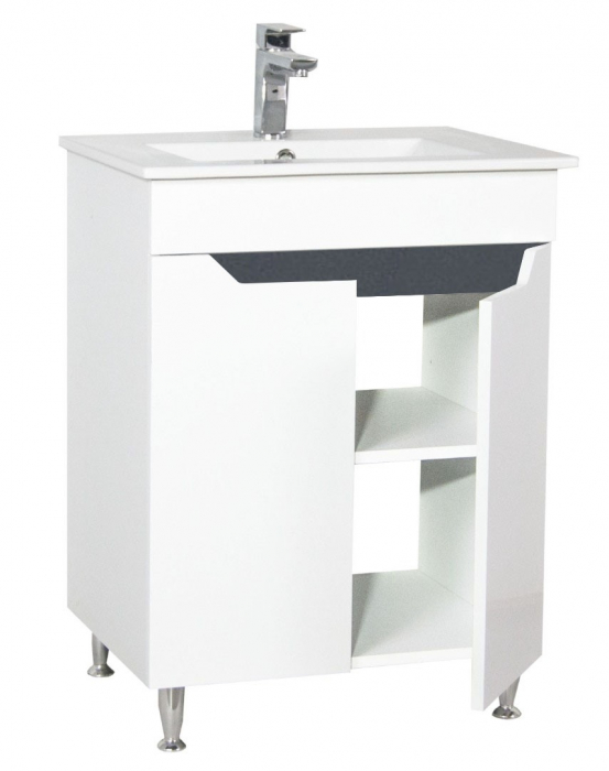 Set Baza front MDF si Lavoar seria 056, 60 cm, alb + antracit [2]