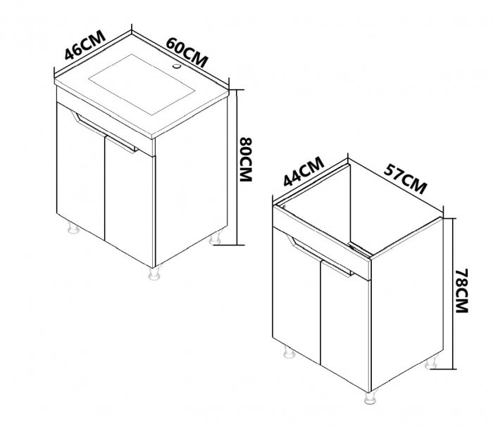 Set Baza front MDF si Lavoar seria 056, 60 cm, alb + antracit [3]
