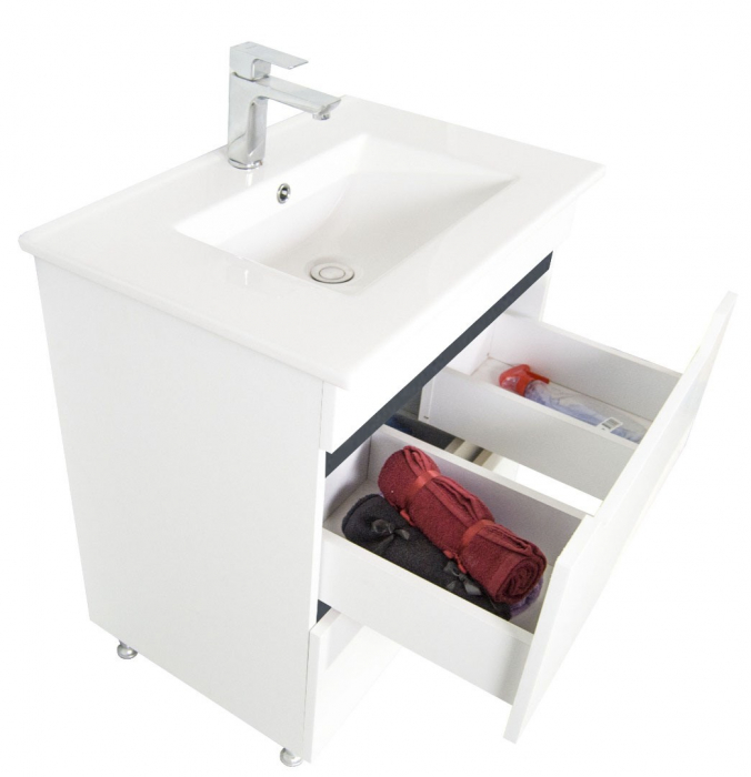Set Baza front MDF si Lavoar seria 056, cu sertare, 60 cm, alb + antracit [3]