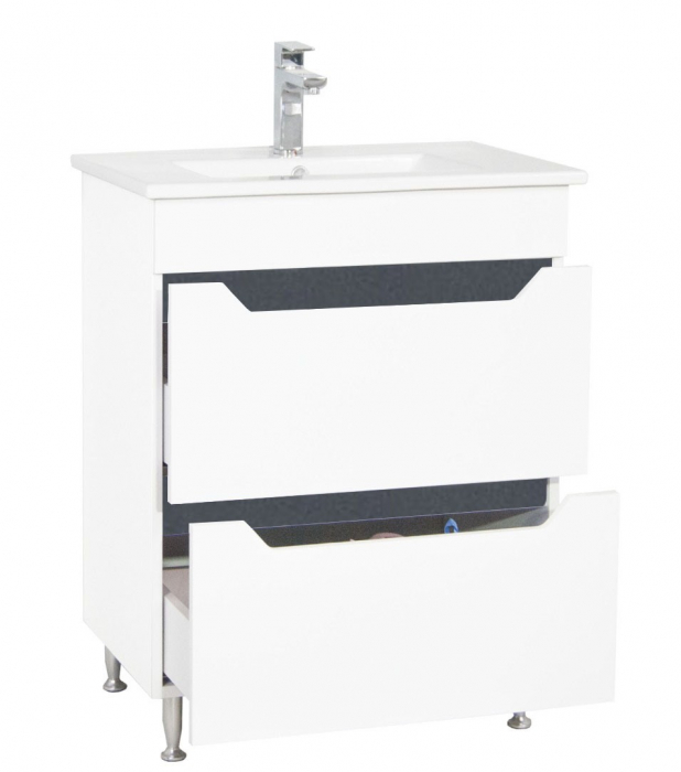 Set Baza front MDF si Lavoar seria 056, cu sertare, 60 cm, alb + antracit [2]