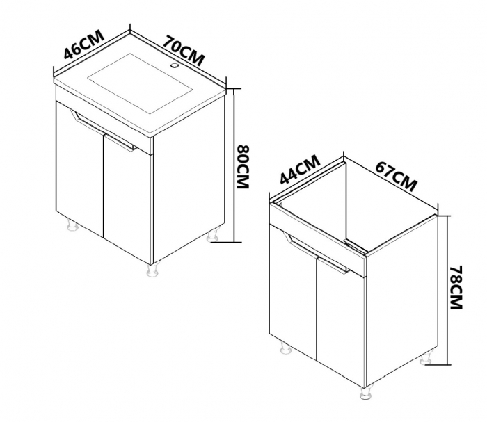 Set Baza front MDF si Lavoar seria 056, 70 cm, alb + antracit [3]