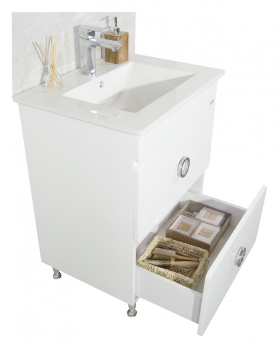 Set Baza front MDF si Lavoar seria 080, 60 cm, alb [3]