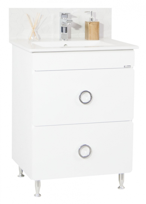 Set Baza front MDF si Lavoar seria 080, 60 cm, alb
