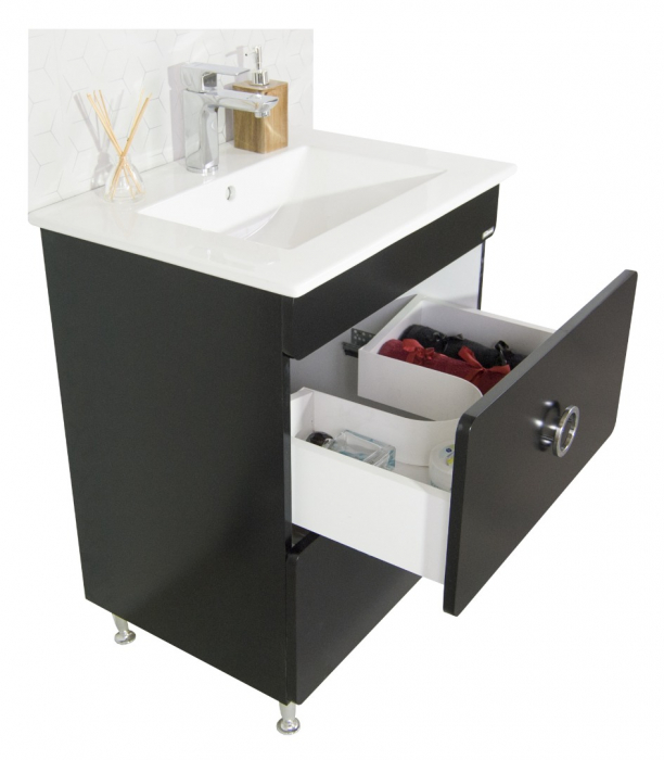 Set Baza front MDF si Lavoar seria 080, 60 cm, negru [2]
