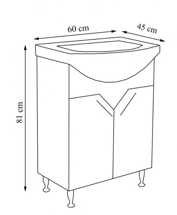 Set Baza front MDF si Lavoar seria 102, 60 cm, alb [5]