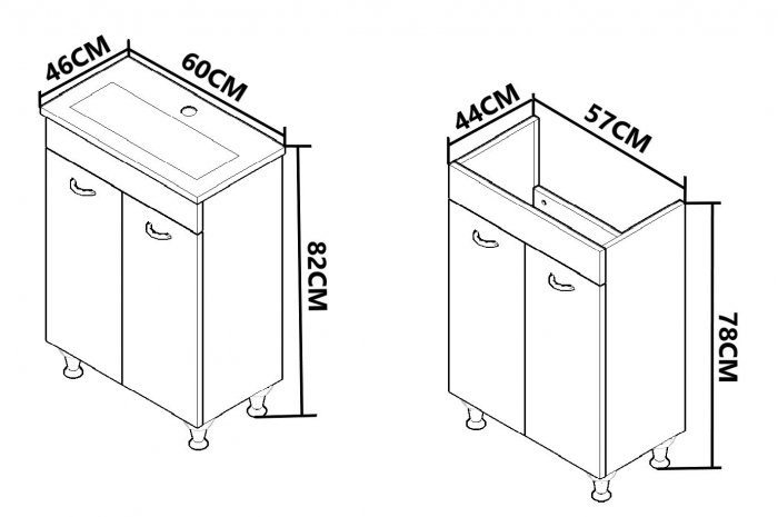 Set Baza front MDF si Lavoar seria 754, 60 cm, alb [4]