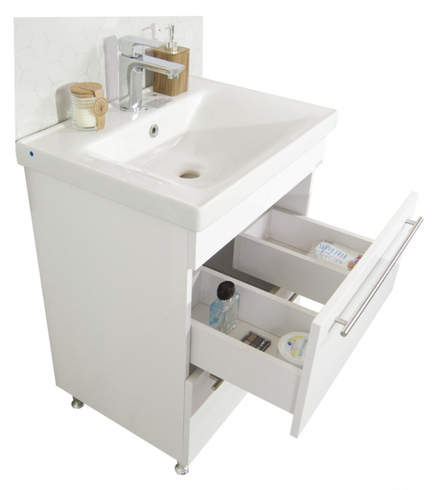 Set Baza front MDF si Lavoar seria 754, cu sertare, 60 cm, alb [2]