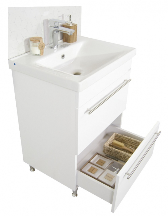 Set Baza front MDF si Lavoar seria 754, cu sertare, 60 cm, alb [3]