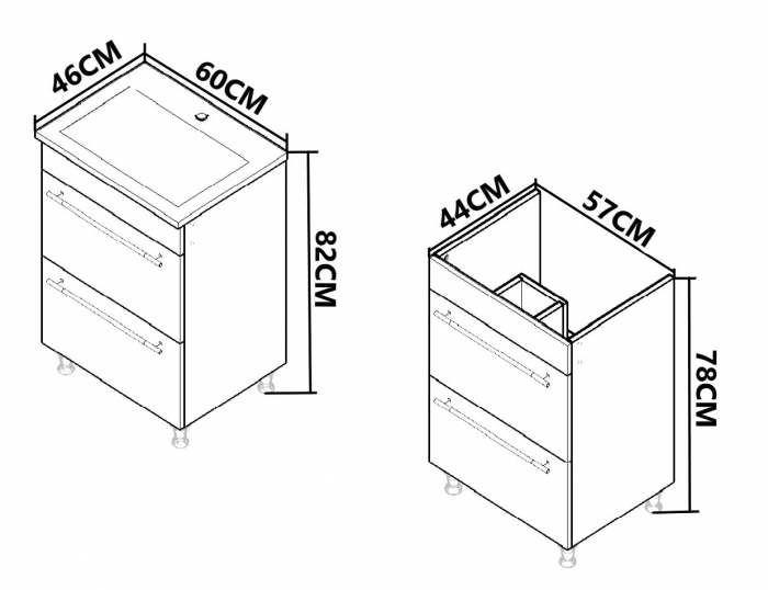 Set Baza front MDF si Lavoar seria 754, cu sertare, 60 cm, alb [5]