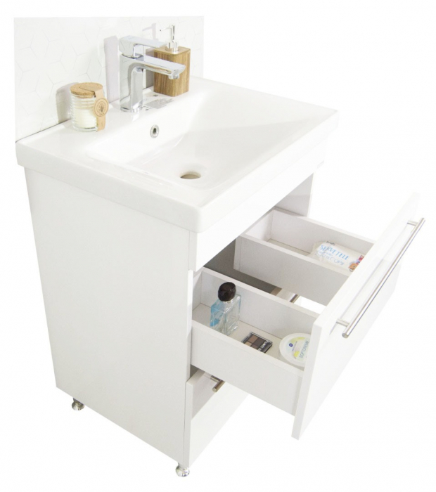 Set Baza front MDF si Lavoar seria 754, cu sertare, 70 cm, alb [2]