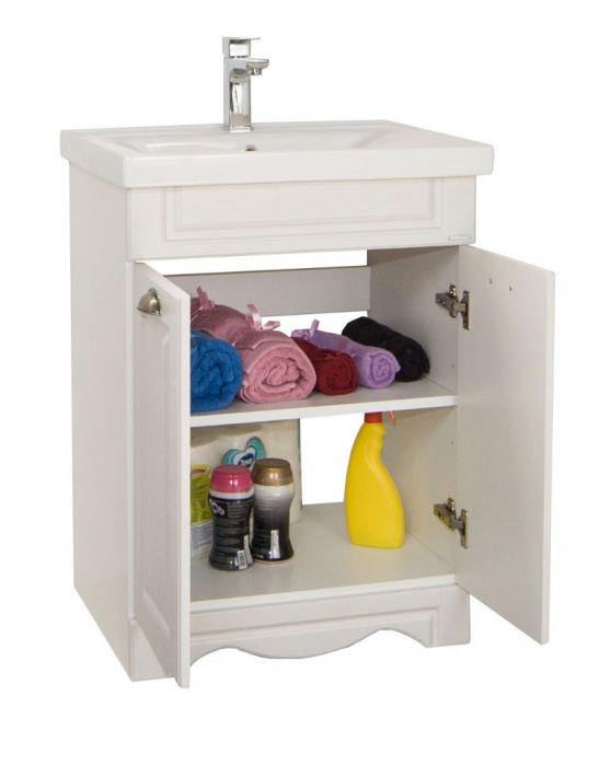 Set Baza front MDF si Lavoar seria 772, 60 cm, alb rustic [2]