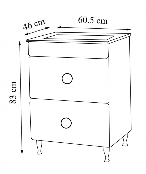 Set Baza front MDF si Lavoar seria 780, 60 cm, alb [6]