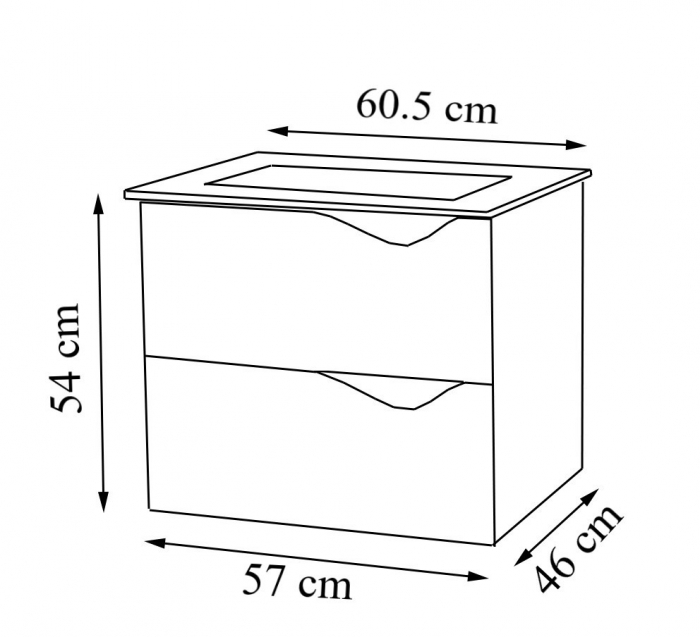 Set Baza front MDF si Lavoar seria 797, suspendata cu sertare, 60 cm, alb [6]
