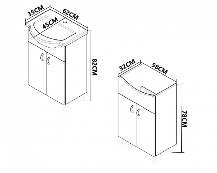 Set Baza cu Lavoar si Oglinda seria 005, eco, 60 cm, alb [4]