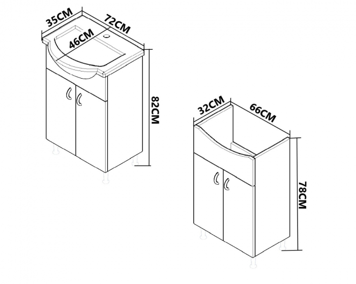 Set Baza si Lavoar, seria 005, ECO 70 alb [3]