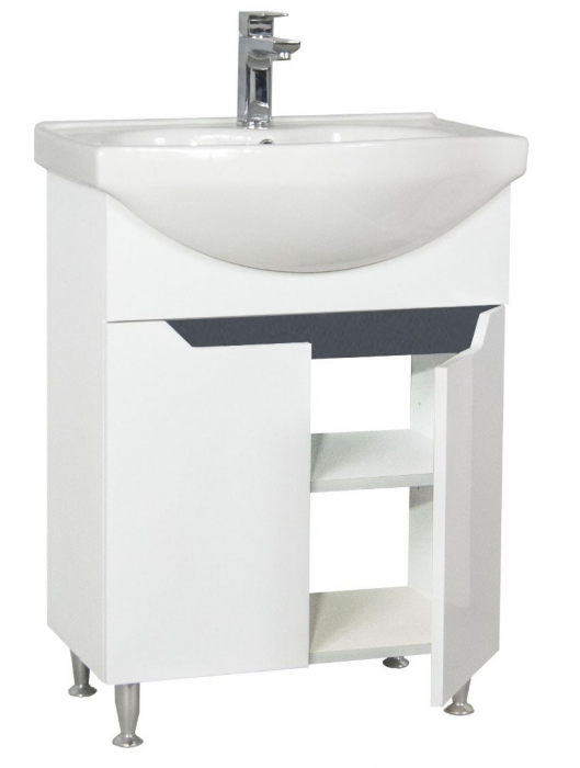 Set Baza front MDF si Lavoar seria 050, 60 cm, alb + antracit [2]