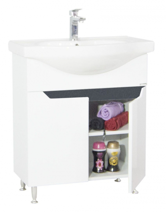 Set Baza front MDF si Lavoar seria 050, 70 cm alb/antracit [2]
