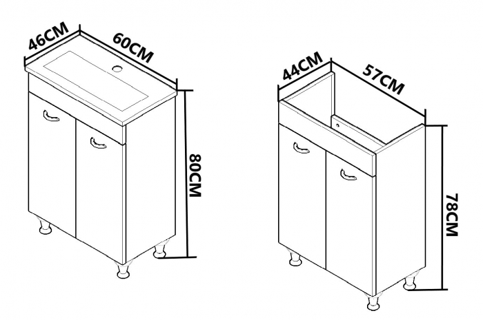Set Baza si Lavoar seria 067, 60 cm, alb [3]