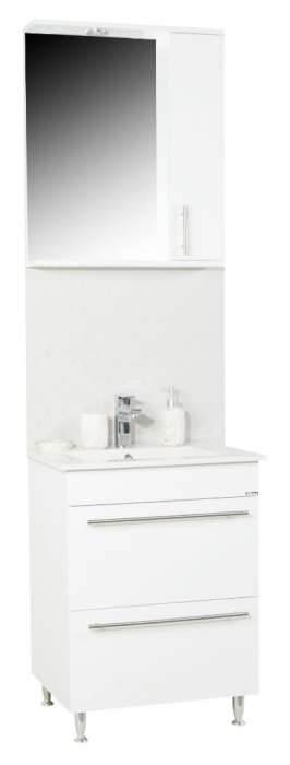 Set Baza front MDF si Lavoar seria 054, cu sertare, 60 cm, alb [4]
