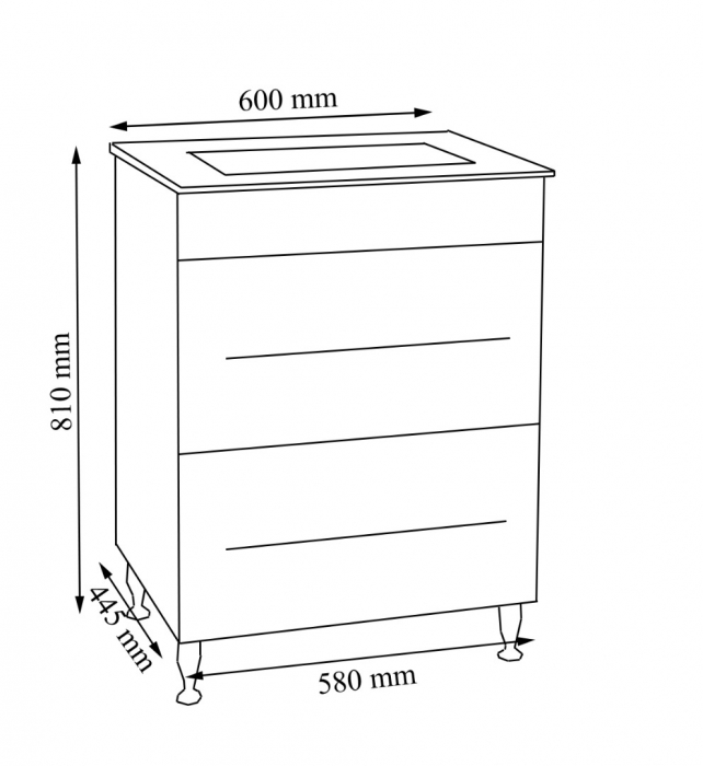 Set Baza front MDF si Lavoar seria 054, cu sertare, 60 cm, alb [5]