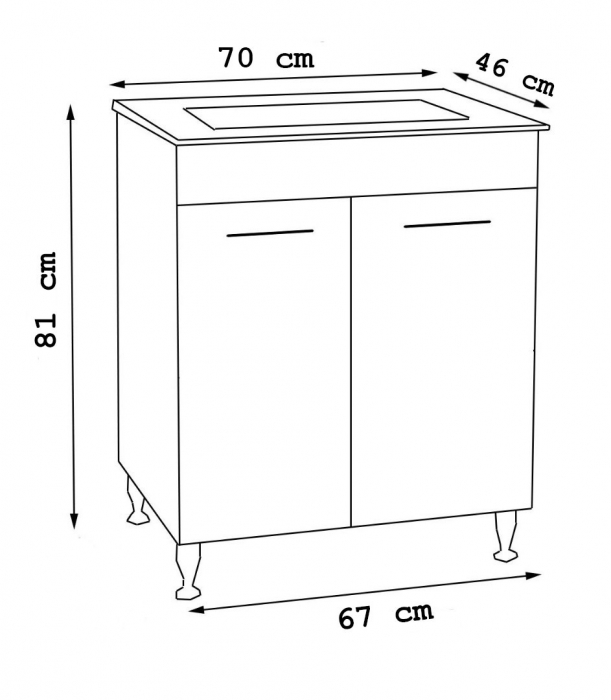 Set Baza si Lavoar, seria 067, 70 cm, alb [3]