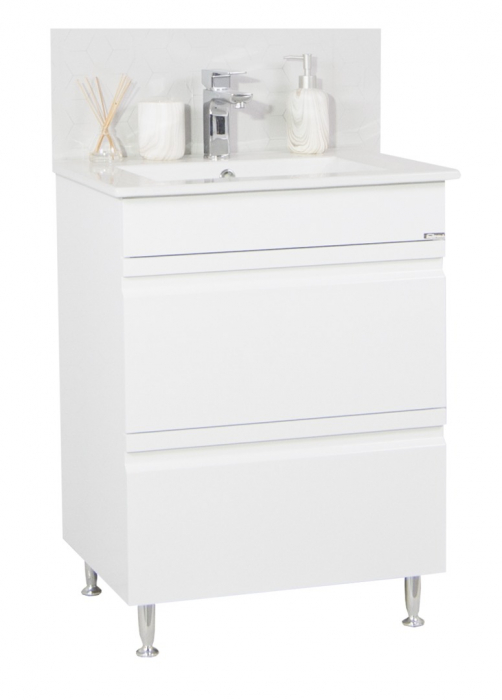Set Baza front MDF si Lavoar seria 086, cu sertare, 60 cm, alb [1]