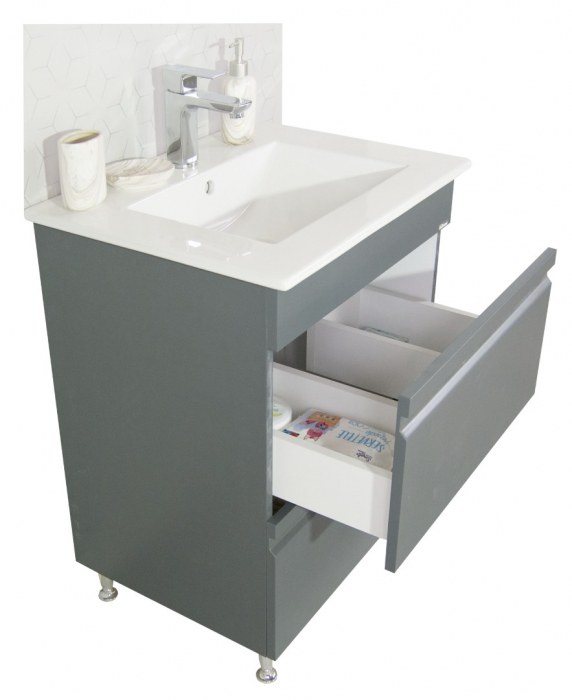 Set Baza si Lavoar seria 086, 60 cm, sertare, antracit [2]