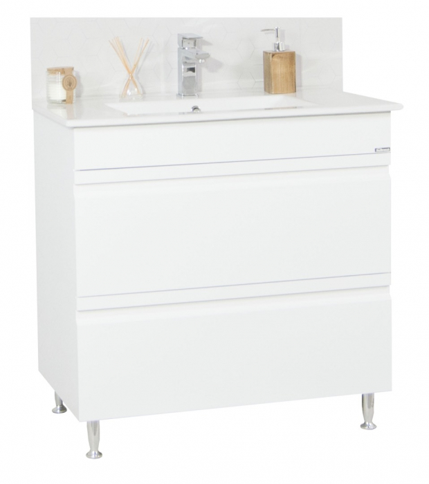 Set Baza front MDF si Lavoar seria 086, cu sertare, 80 cm, alb [1]
