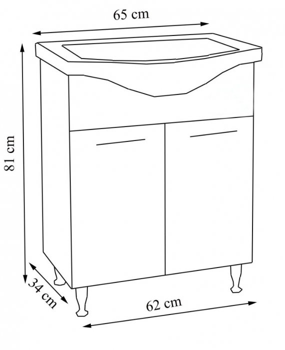 Set Baza front MDF si Lavoar seria 153, 65 cm, alb [5]