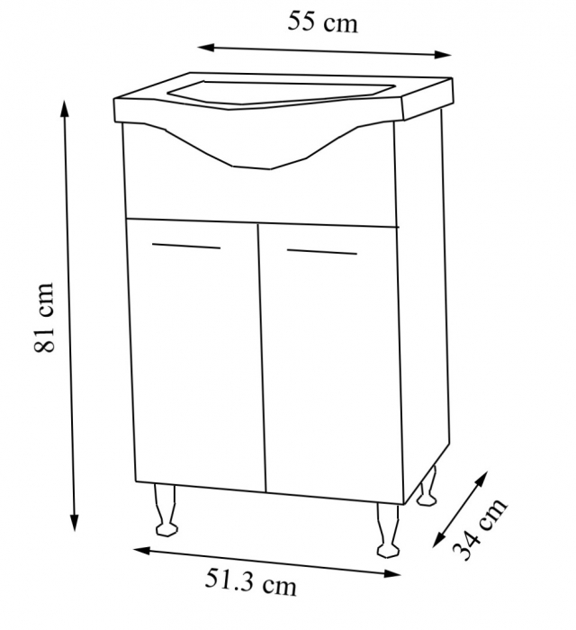 Set Baza front MDF si Lavoar seria 153, 55 cm, antracit [4]