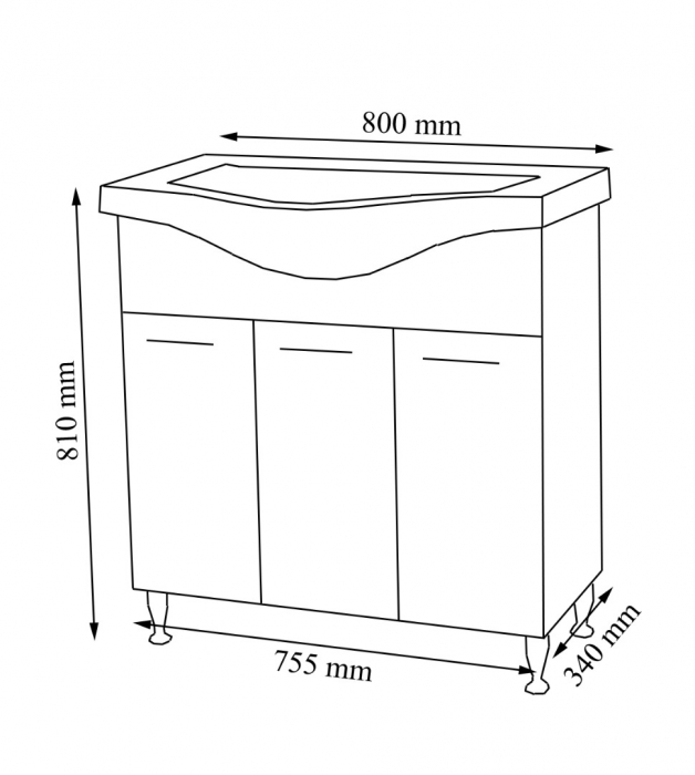 Set Baza front MDF si Lavoar seria 153, 80 cm, alb [4]