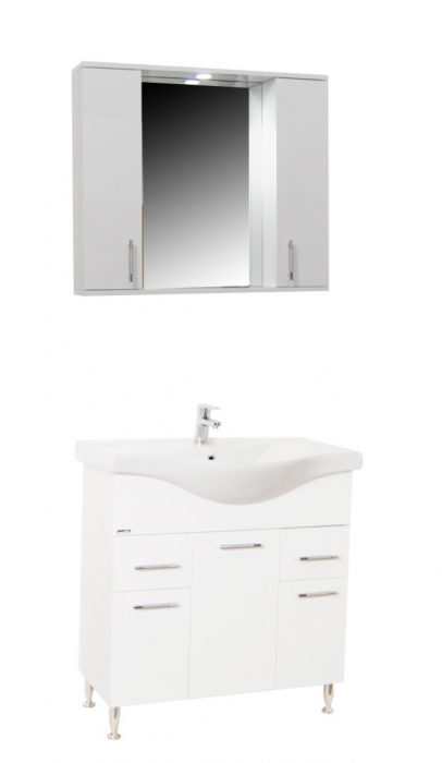 Set Baza front MDF si Lavoar seria 153, cu sertare, 80 cm, alb [3]