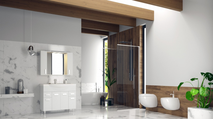 Set Baza front MDF si Lavoar seria 169, cu sertare, 100 cm, alb [6]
