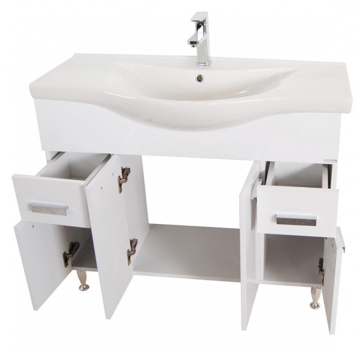 Set Baza front MDF si Lavoar seria 169, cu sertare, 100 cm, alb [2]