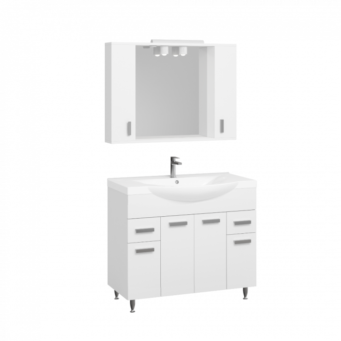 Set Baza front MDF si Lavoar seria 169, cu sertare, 100 cm, alb [3]