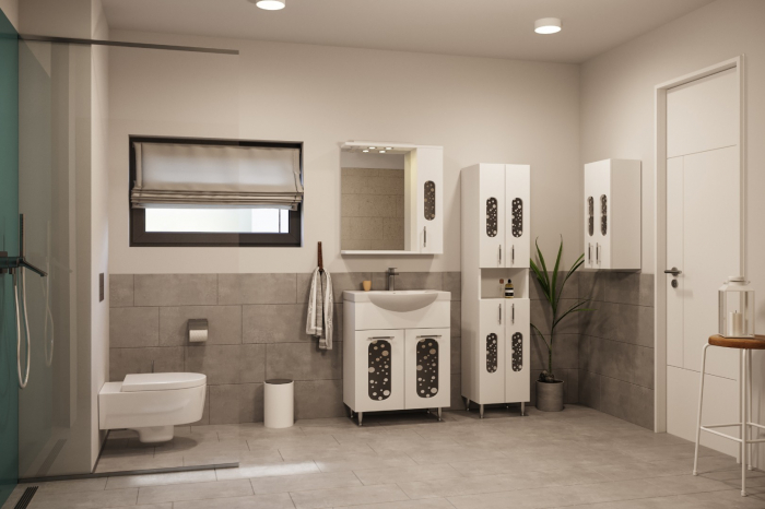 Set Baza front MDF si Lavoar seria 177, 55 cm, alb [2]