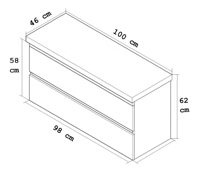Set Baza front MDF si Lavoar seria 286, suspendata cu sertare, 100 cm, alb [2]