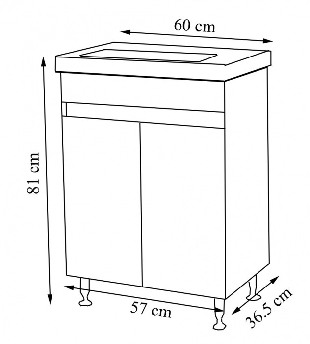 Set Baza front MDF si Lavoar seria 286, 60 cm, alb [5]