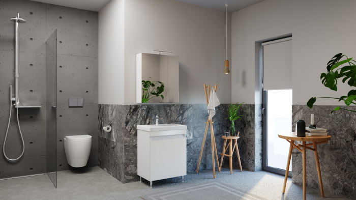 Set Baza front MDF si Lavoar seria 286, 60 cm, alb [2]