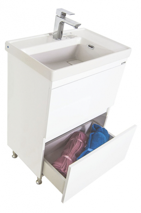 Set Baza front MDF si Lavoar seria 286, cu sertare, 60 cm, alb [2]