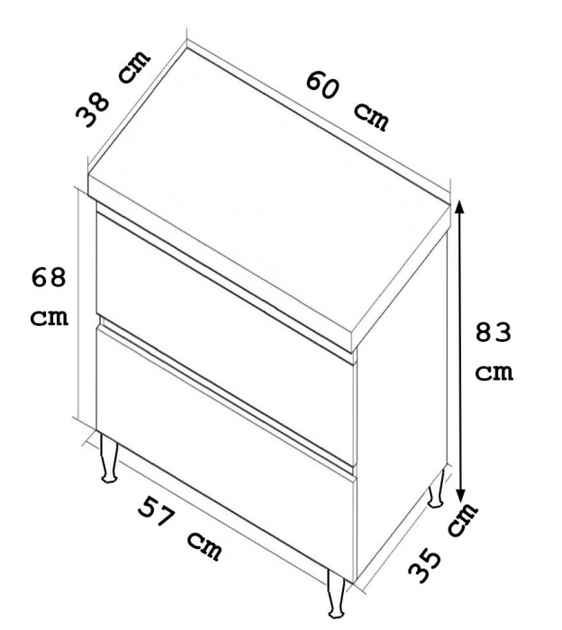 Set Baza front MDF si Lavoar seria 286, cu sertare, 60 cm, alb [4]