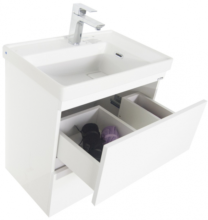 Set Baza front MDF si Lavoar seria 286, suspendata cu sertare, 60 cm, alb [3]