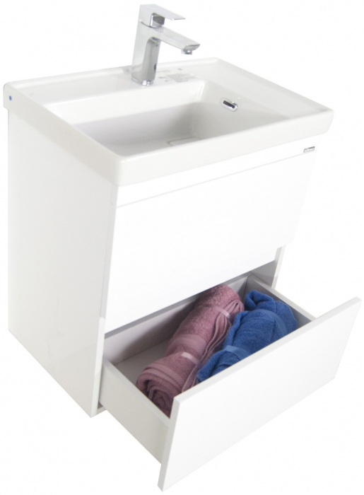 Set Baza front MDF si Lavoar seria 286, suspendata cu sertare, 60 cm, alb [2]
