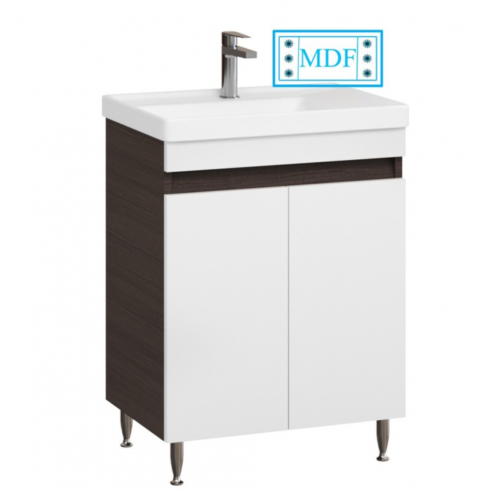 Set Baza front MDF si Lavoar seria 286, 60 cm, alb + wenge [1]