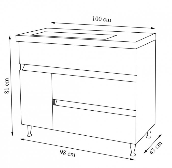 Set Baza front MDF si Lavoar seria 288, 100 cm, alb [5]
